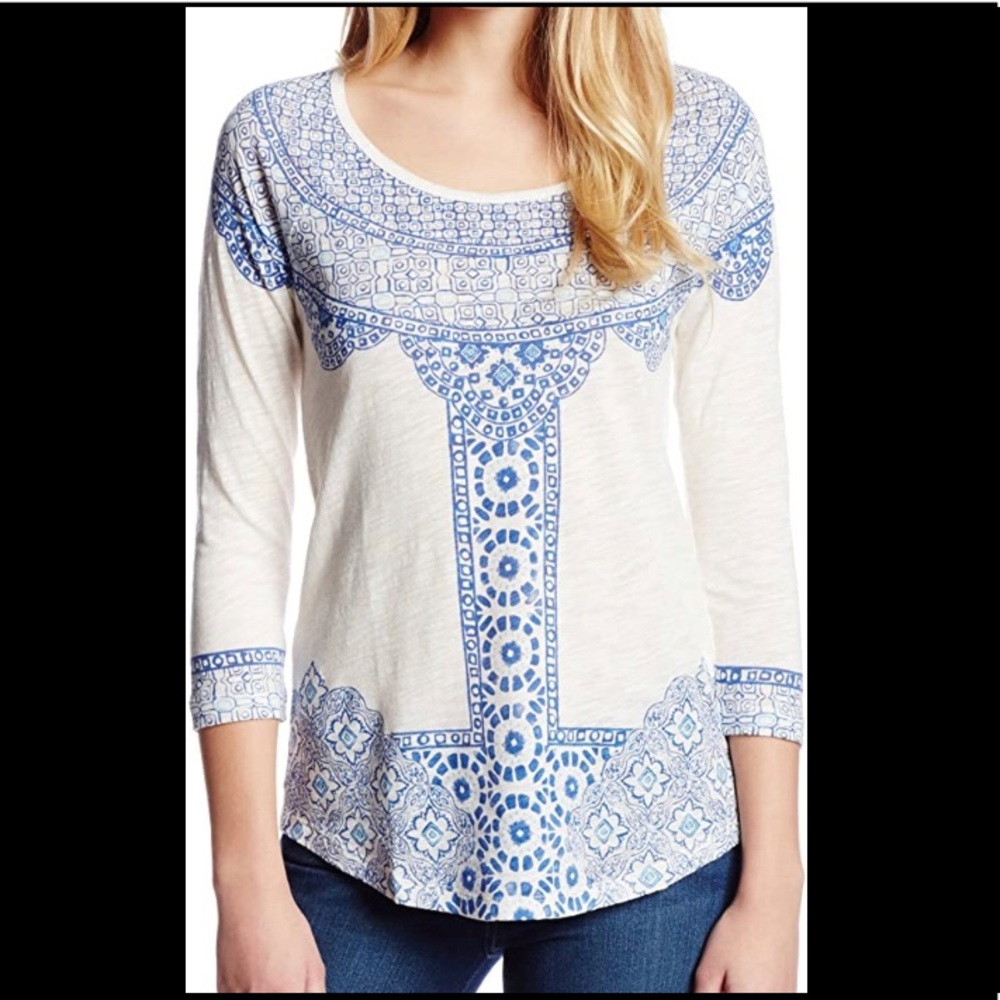 Lucky Brand Geo Tile Long Sleeve T-Shirt Size Small